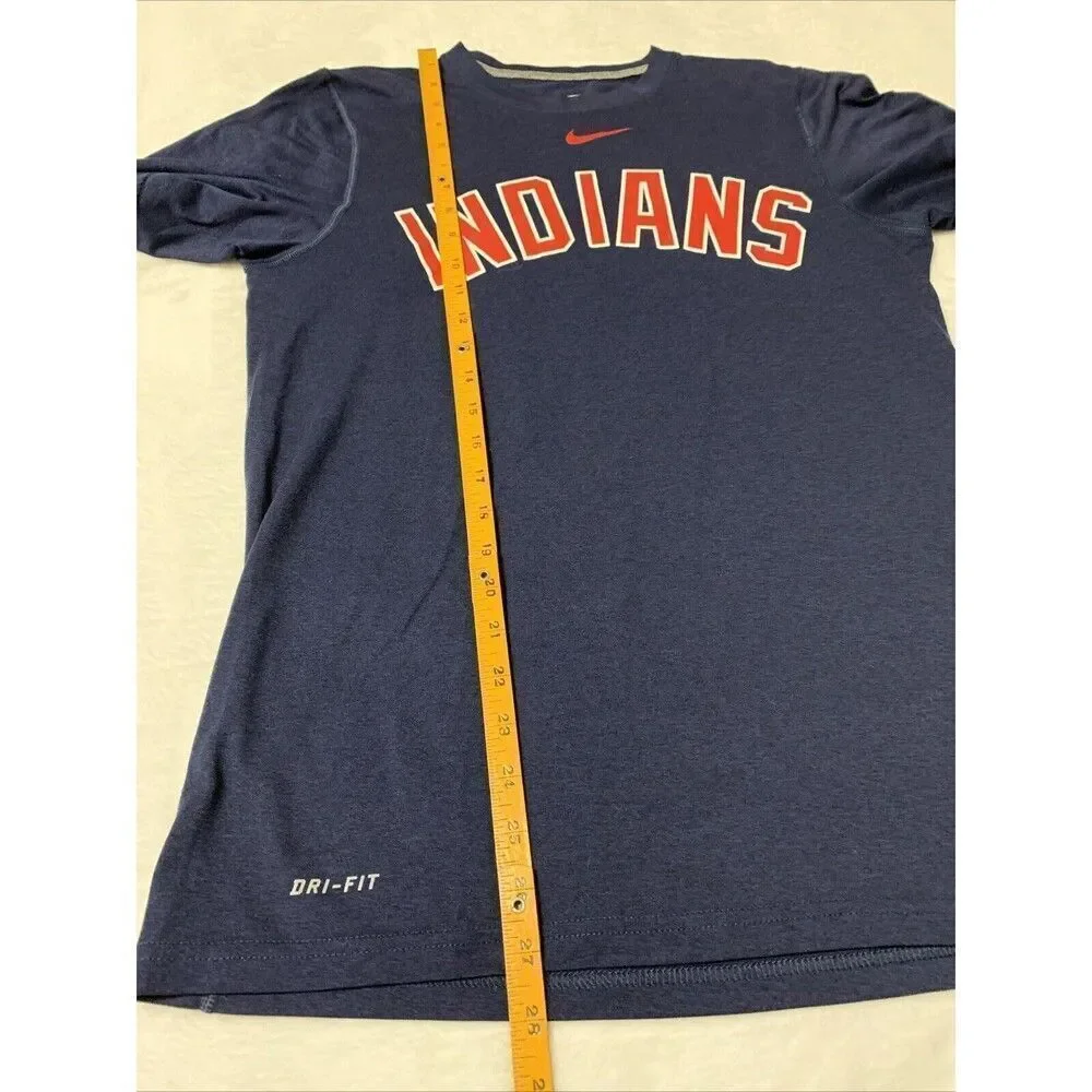 Nike Cleveland Indian Guardians Dri Fit Shirt Small | Navy Blue Red MLB Tee